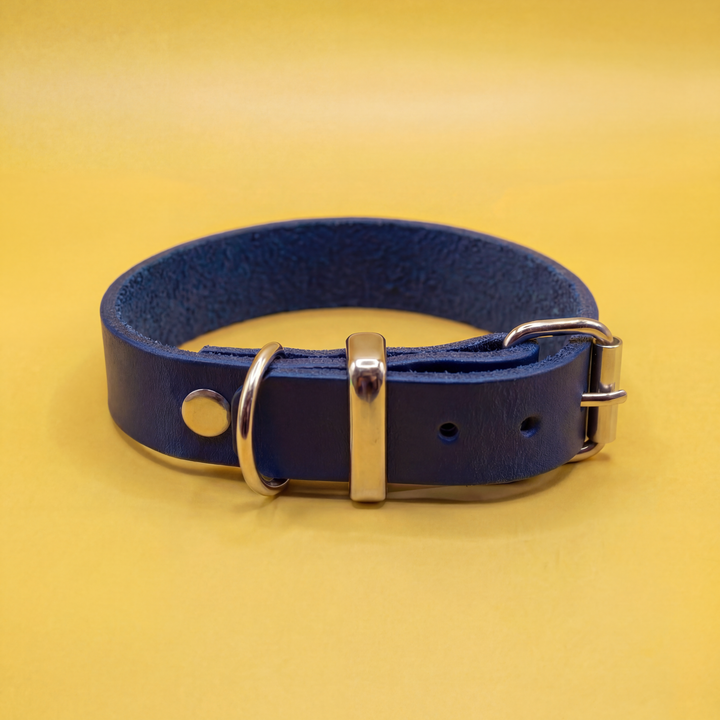 Leather collar Navy