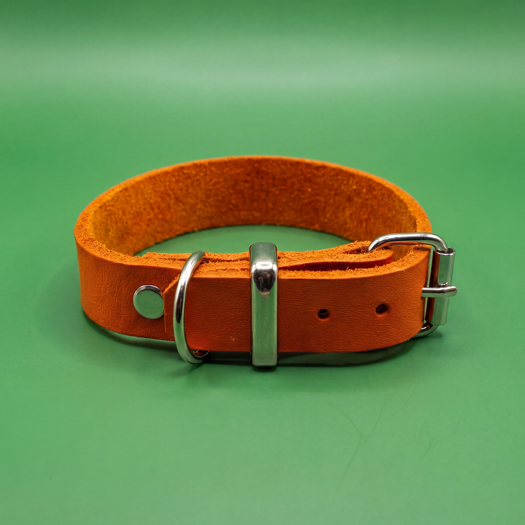 Leather collar Orange