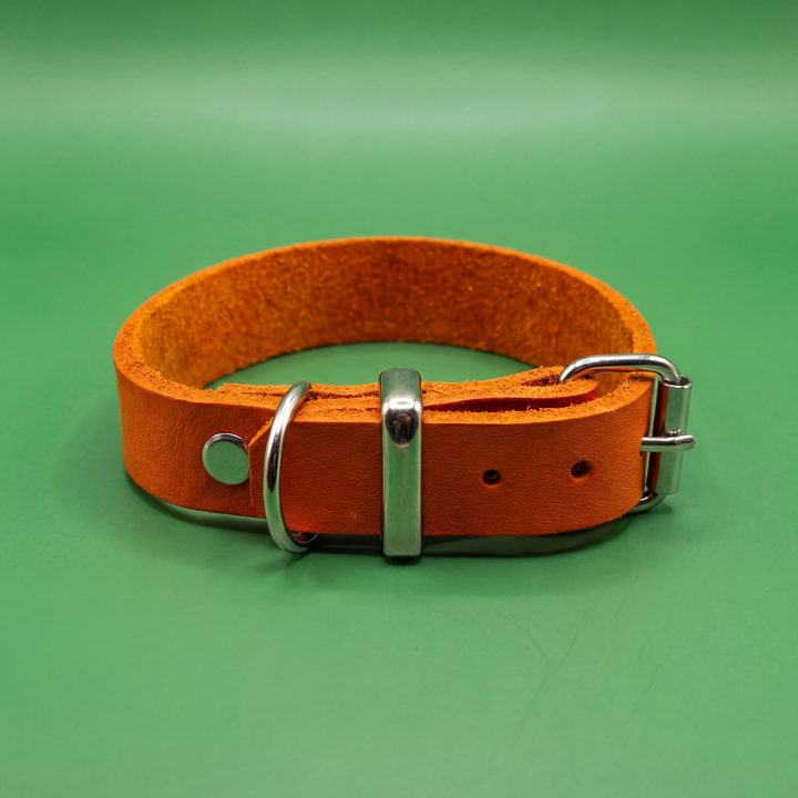 Leather collar Orange